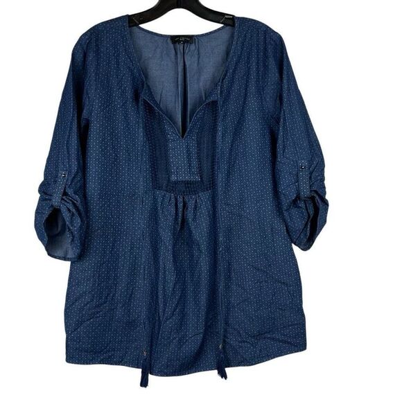 The Limited Tops - The Limited Denim Babydoll Peasant Blouse Medium